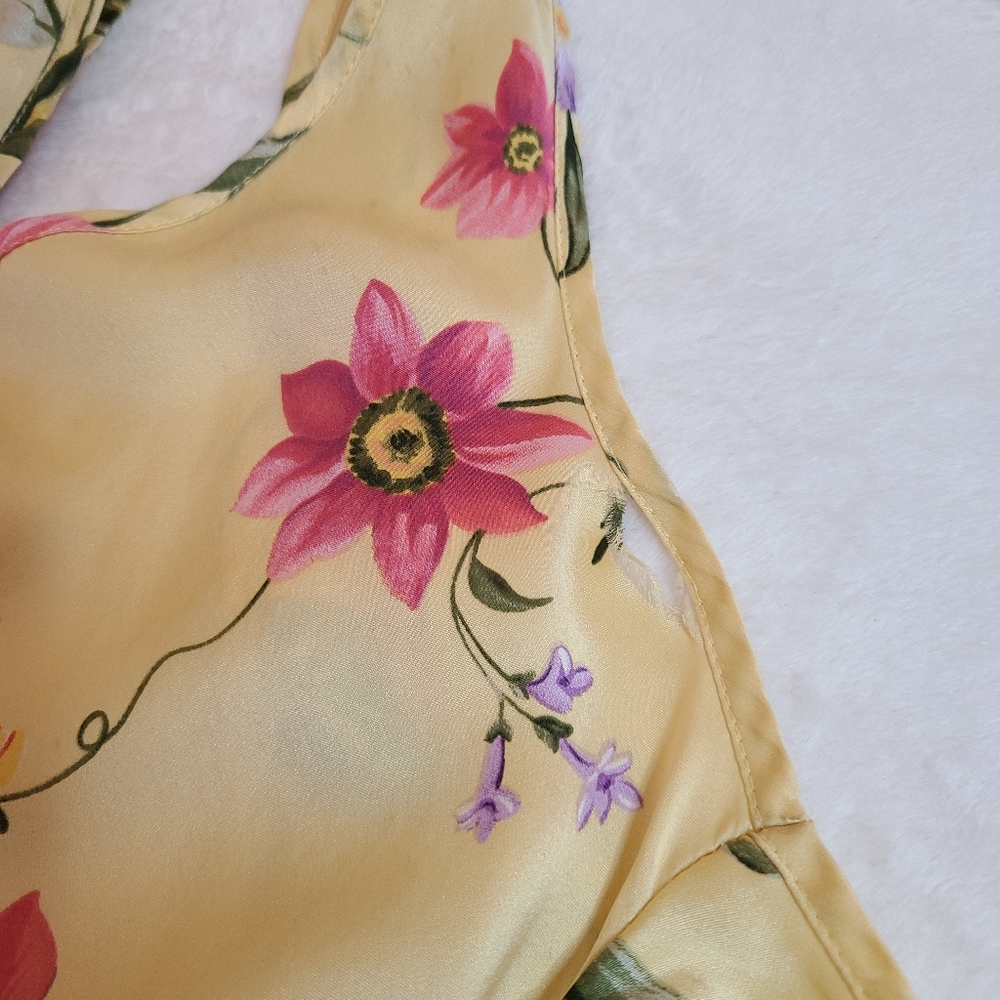 VTG Victoria's Secret 100% Silk Floral Chemise & Robe Set Size Lg - Picture 4 of 7